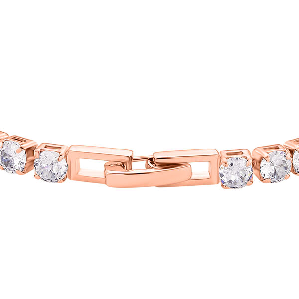 2er Set- Wei&szlig;er Zirkonia Armband und Ohrringe, Nickelfreies Messing ros&eacute;vergoldet image number 4