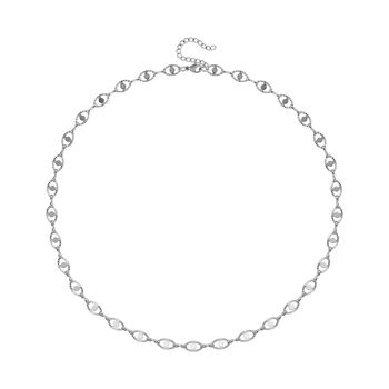 Doppelreihige Halskette mit ovalen Gliedern, Edelstahl, ca. 50 cm, Silberfarben