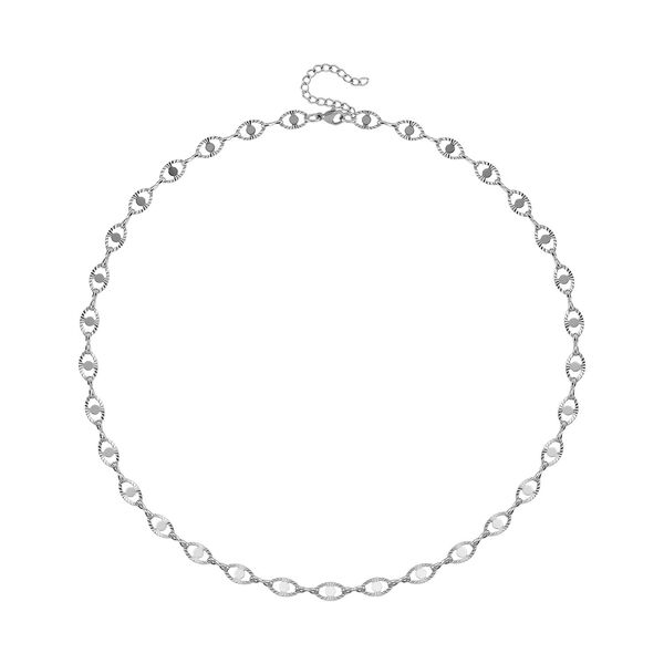 Doppelreihige Halskette mit ovalen Gliedern, Edelstahl, ca. 50 cm, Silberfarben image number 4