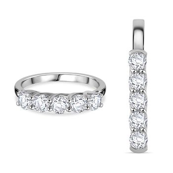 Moissanit Schmuckset, 925 Silber rhodiniert - 2,50 ct.