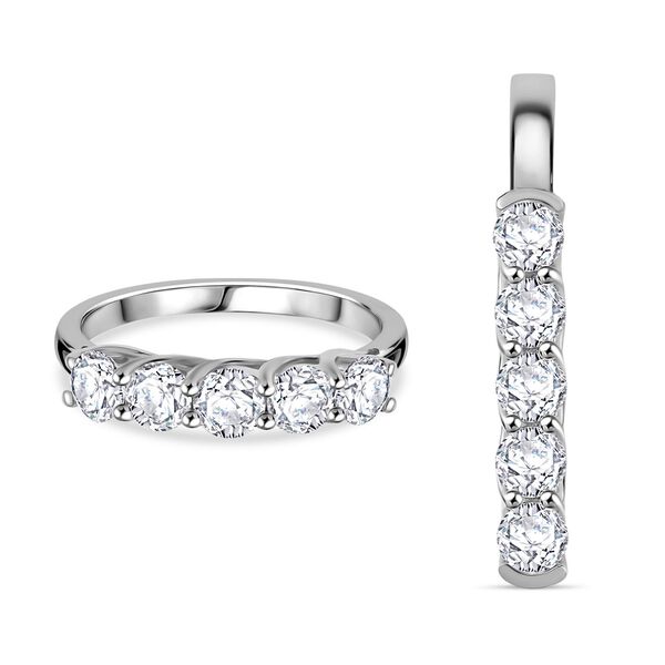 Moissanit Schmuckset, 925 Silber rhodiniert - 2,50 ct.