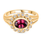 D'Joy Aura der Kaiserin Nat&uuml;rlicher Rhodolith Granat, Wei&szlig;er Zirkon Ring 925 Silber vergoldet (Gr&ouml;&szlig;e 17.00) ca. 1.90 ct