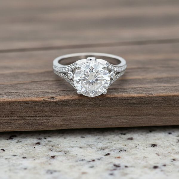 Wei&szlig;er Zirkonia Ring Nickelfreies Messing rhodiniert (Gr&ouml;&szlig;e 21.00) image number 2