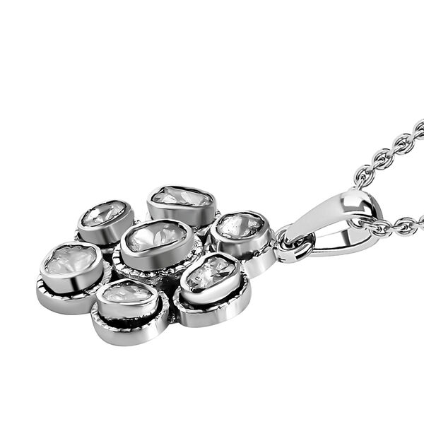 Handgearbeiteter, nat&uuml;rlicher Polki Diamant Anh&auml;nger mit 50cm Kette - 0.50 ct image number 3