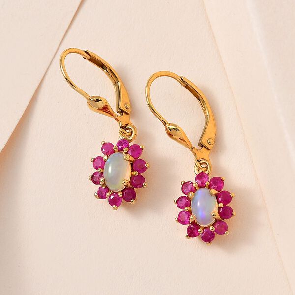 AA natürliche Welo Opal und afrikanische Rubin-Ohrringe- 1,91 ct. image number 2
