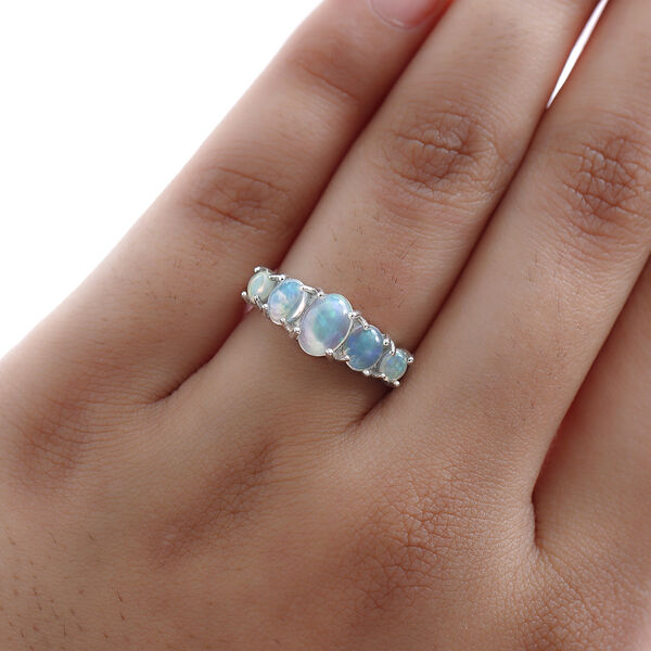 Natürlicher, äthiopischer Opal-Ring, 925 Silber platiniert  ca. 1,19 ct image number 3