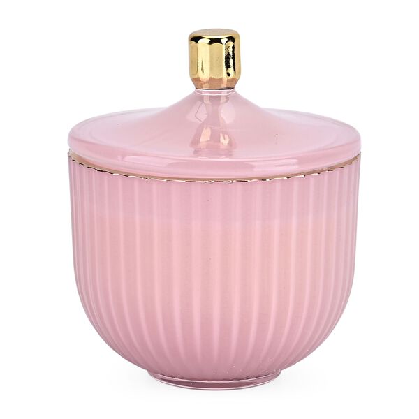 Duftkerze im Glas mit Deckel, Luxusglas-Design, Amber und Pfingstrose, Rosa image number 3