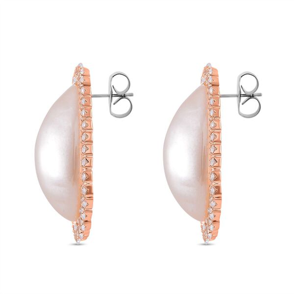 Edle Perlen-Ohrringe mit wei&szlig;en Kristallakzenten, rosefarben image number 3