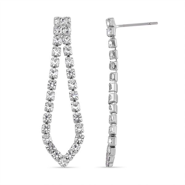 2er Set - Weißer Kristall Ohrringe und Halskette Schmuckset, silberfarben image number 4