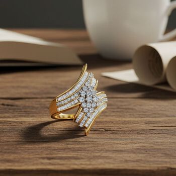 LUXURIANT SGL zertifizierter SI-GH Labor Diamant Ring, 925 Silber 750 Gelbgold Vermeil - 1 ct.