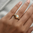 Natürlicher Äthiopischer Opal und Zirkon Ring 925 Silber vergoldet  ca. 1,30 ct image number 2