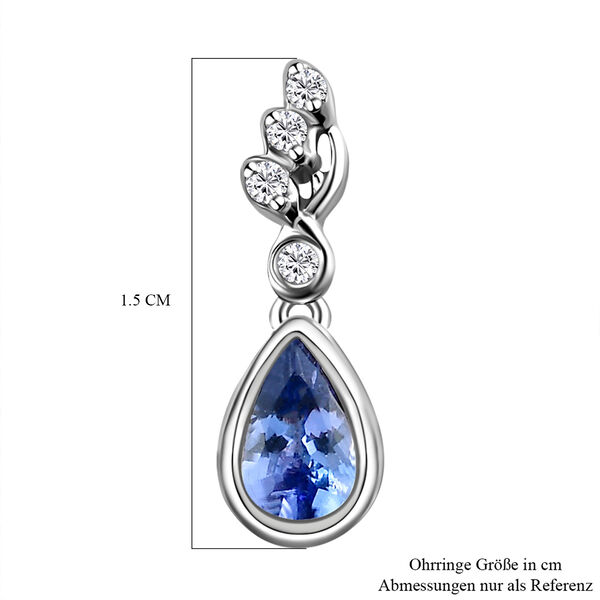 Tansanit und Zirkon Tropfen Ohrringe in Silber  1,07 Ct image number 6
