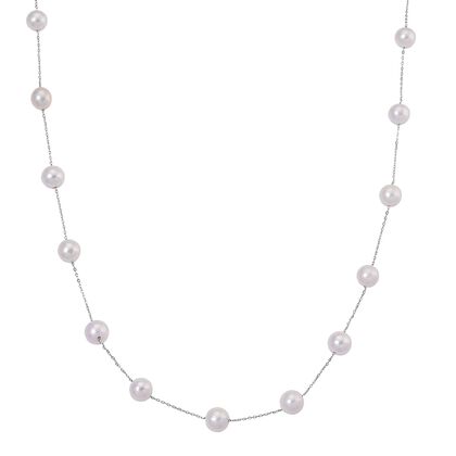 D'Joy AAA Wei&szlig;e Edison Perle (9-10 mm) Halskette ca. 50 cm 925 Silber rhodiniert