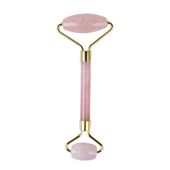 Rosenquarz Roller, Gesichts Massageger&auml;t, Gr&ouml;&szlig;e 14,5x5,5 cm