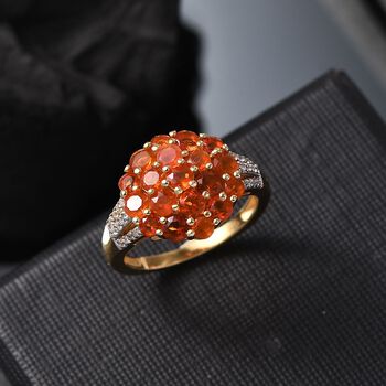 Blaze Feueropal Ring 925 Silber 750 Gelbgold Vermeil (Gr&ouml;&szlig;e 18.00) ca. 1.56 ct