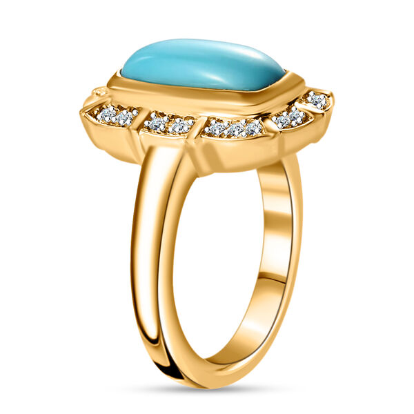 Nat&uuml;rlicher Sleeping Beauty T&uuml;rkis und Zirkon Halo Ring 925 Silber 585 Vergoldet image number 5