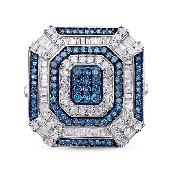 Wei&szlig;er und blauer Diamant-Ring - 1,50 ct.
