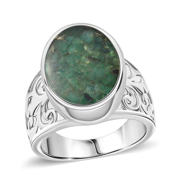 Smaragd-Matrix Ring 950 Kupfer (Gr&ouml;&szlig;e 21.00) ca. 4,10 ct image number 4