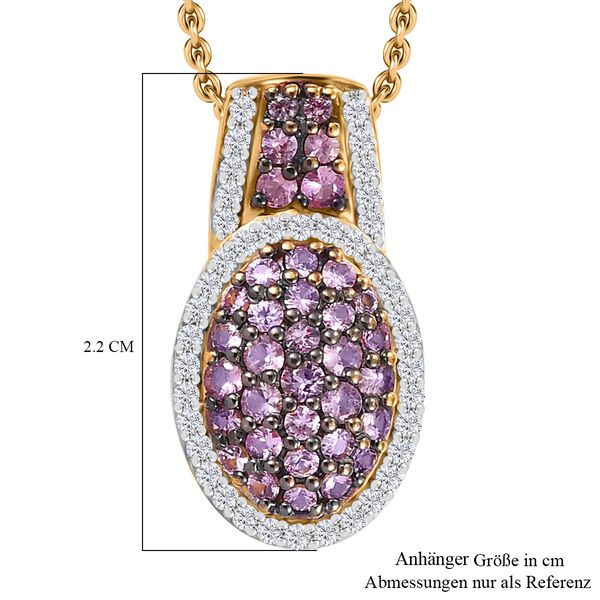 Rosa Saphir und Zirkon Anhänger mit 45cm Kette - 1,81 ct. image number 6