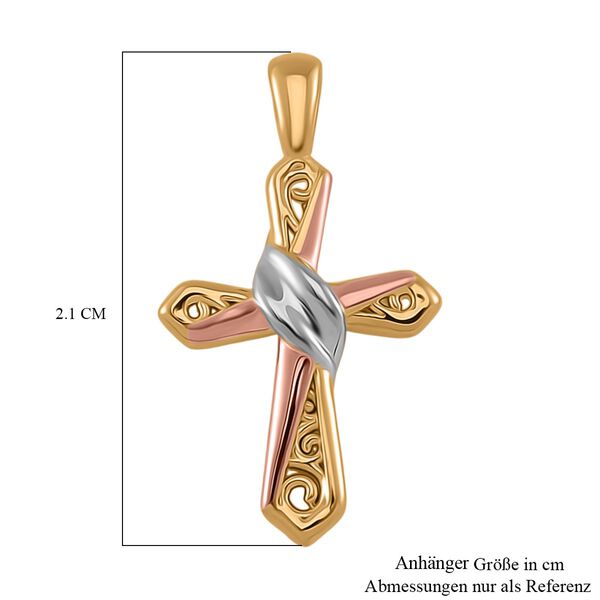 Dreifarbiger Kreuz-Anhänger in 585 Gold image number 5