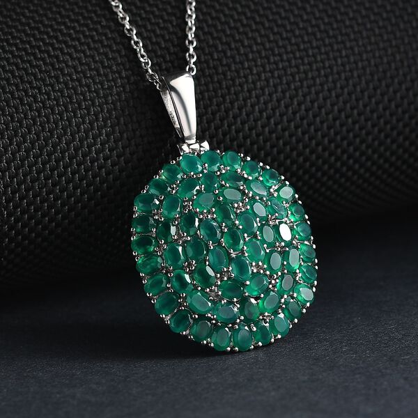 Verde Onyx Anhänger mit Kette, 316L Edelstahl ca. 9.44 ct image number 2