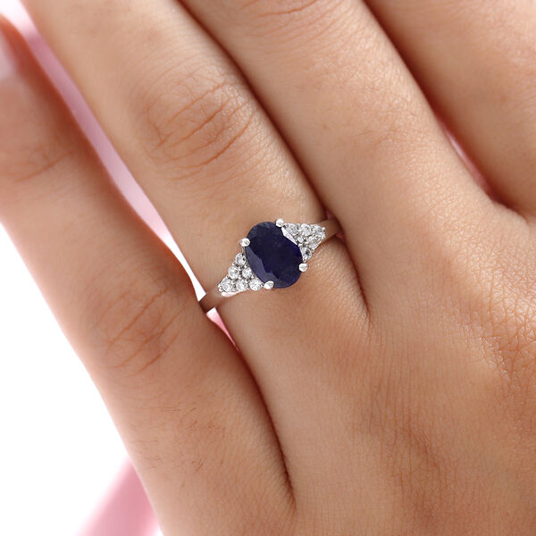 Masoala Saphir und wei&szlig;er Zirkon-Ring - 2,14 ct. image number 3