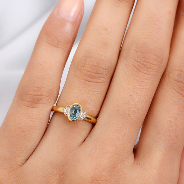 Kambodschanischer blauer Zirkon Ring 925 Silber vergoldet  ca. 0,77 ct image number 3