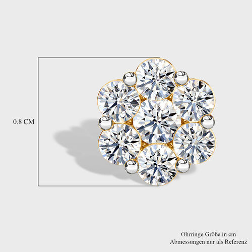 LUXURIANT DIAMOND- SGL zertifizierte VS Labor Diamant Ohrringe, 925 Silber 750 Gelbgold Vermeil - 1 ct. image number 9