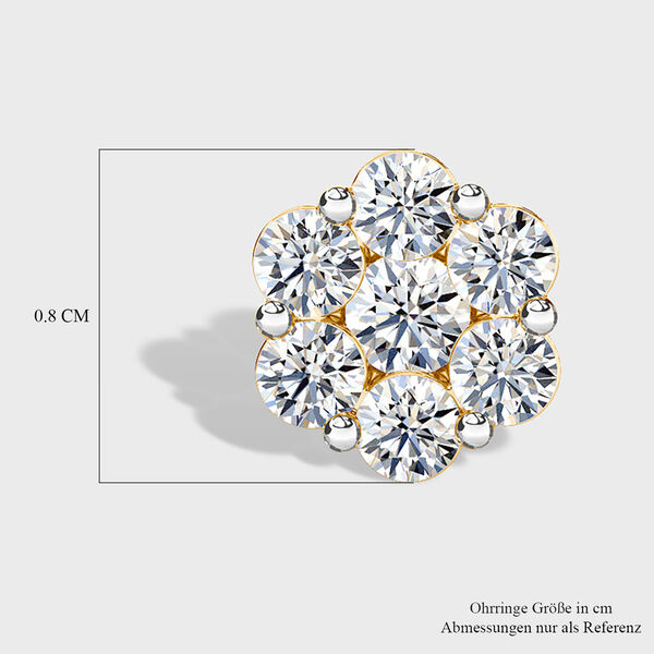 LUXURIANT 1 ct. SGL zertifizierte VS Labor Diamant Ohrringe, 925 Silber 750 Gelbgold Vermeil image number 9