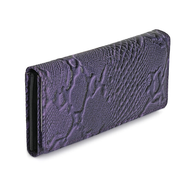 "RfidProtected 100% Python Embossed Genuine Leather Women's Wallet Color : Purple Size:7.25x4 INCH " image number 5
