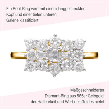 ILIANA Premium zertifizierter SI GH Diamant-Boot-Ring in 750 Gelbgold- 1 ct.