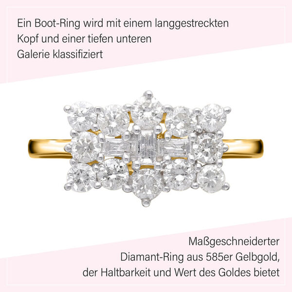 ILIANA Premium zertifizierter SI GH Diamant-Boot-Ring in 750 Gelbgold- 1 ct. image number 4