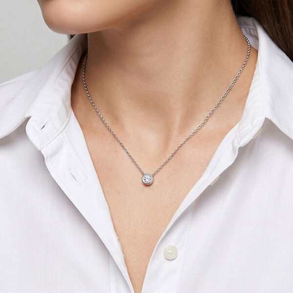 LUXURIANT VS-EF Labor Diamant Anh&auml;nger mit 50cm Kette, 925 Silber platiniert- 0,25 ct. image number 2