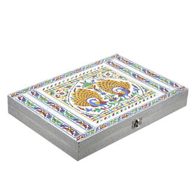 Minakari-Ringbox, Pfauentanz-Design, für 150 Ringe, 35,6x25x5,8 cm