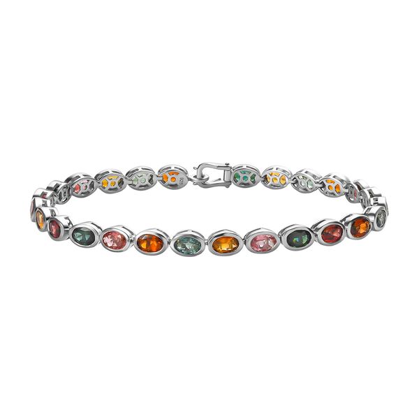 Natürliches mehrfarbiges - Turmalin Armband, ca. 20 cm, 925 Silber platiniert ca. 4.63 ct image number 0