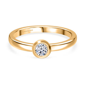 LUXURIANT DIAMOND - Lab Grown Diamant VS-EF Ring 925 Silber 750 Gelbgold Vermeil (Gr&ouml;&szlig;e 18.00) ca. 0,25 ct
