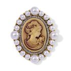 Kamee, Kunststoff Perle Brosche Std Gelb