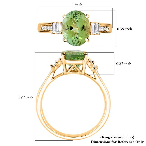 LUXORO zertifiziert und geprüft AAA grüner Turmalin und Diamant Ring in 417 Gold - 3,10 ct. image number 5