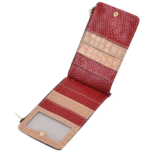 Chaos by Elsie: Patchwork Brieftasche aus 100% echtem Leder mit RFID Schutz, Leopardenmuster image number 5