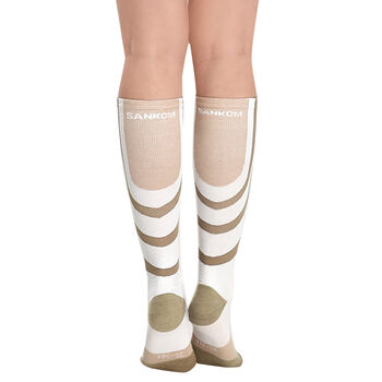 SANKOM Kompressionskniestr&uuml;mpfe, Wei&szlig; und Beige&nbsp;