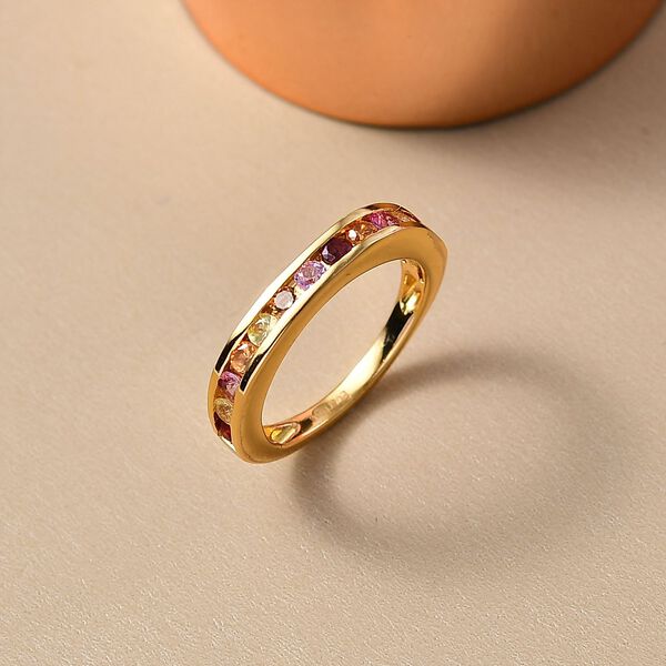 Mehrfarbiger Saphir Ring Nickelfreies Messing (Gr&ouml;&szlig;e 17.00) ca. 0.96 ct image number 1