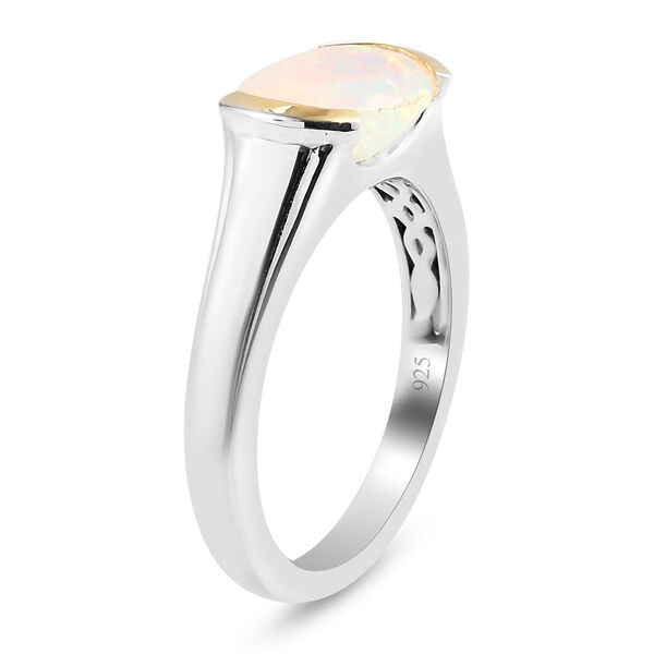Natürlicher Äthiopischer Opal Ring 925 Silber Zweifarbige Beschichtung image number 5