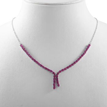 Afrikanisches Rubin (Fissure gef&uuml;llt) Collier, ca. 45 cm, 925 Silber platiniert ca. 11.61 ct