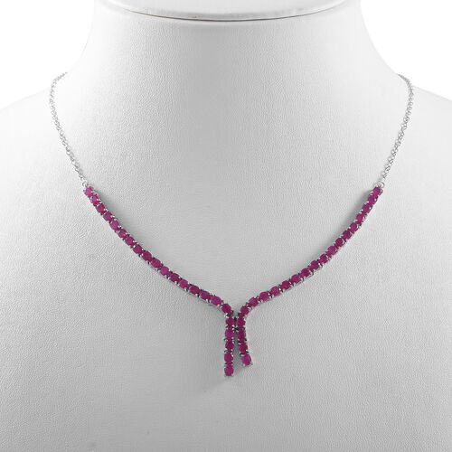 Afrikanisches Rubin (Fissure gefüllt) Collier, ca. 45 cm, 925 Silber platiniert ca. 11.61 ct image number 1