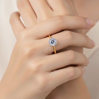 D'Joy Moissanit Ring, 925 Silber 750 Gelbgold Vermeil - 1,38 ct.