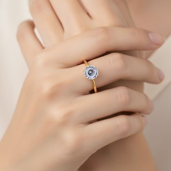 D'Joy Moissanit Ring, 925 Silber 750 Gelbgold Vermeil - 1,38 ct. image number 2