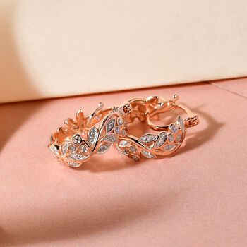 ALLORO ros&eacute;vergoldete Silber-Creolen mit Diamantakzenten