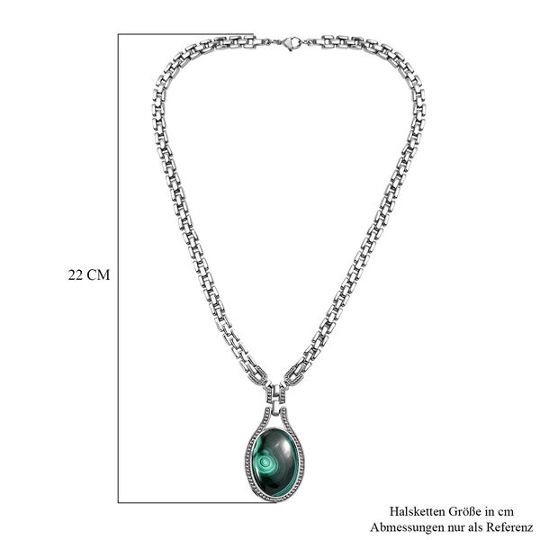 Malachit Halskette ca. 45 cm Edelstahl ca. 41.20 ct image number 6