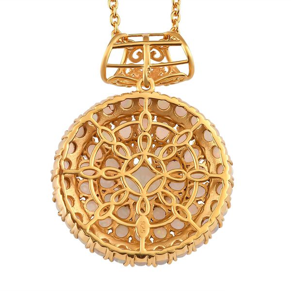 Natürlicher, äthiopischer Opal-Anhänger mit Kette, 925 Silber vergoldet ca. 6.69 ct image number 5