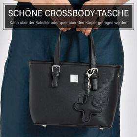 Crossbody Bag mit Designer-Anhänger in Kreuzform, Schwarz